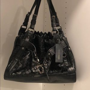 Francesco Biasia Woven Metallic Calfskin Satchel